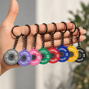 Porte-clés personnalisé en caoutchouc souple PVC, plaque de poids, porte-clés sport en silicone durable, breloque de sac pour les amateurs de fitness, cadeaux - Product Image 1