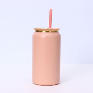 Promotion Gift 16oz Stainless Steel Vacuum Coffee Cup Insulated Tumbler Mason Cup <b>with</b> Custom Color <b>Straw</b> Lid for Smoothie Beer - Product Image 5