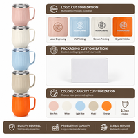 Mug à café en acier inoxydable de couleur personnalisée, gobelet isotherme à double paroi, isolation sous vide, 6-12 heures, sans BPA, avec poignée et couvercle, pour les voyages et le bureau