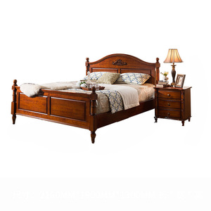Meubles de chambre à coucher de style américain de luxe Lits Queen Size en bois massif de chêne, frêne, caoutchouc, acajou, noyer noir - Product Image 3