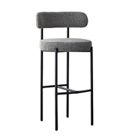 Chaise de bar haute de style moderne, élégante, en tissu, avec dossier haut et pieds en métal, vente en gros pour la maison, le bar, le centre commercial, la cuisine