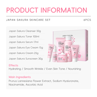 Laikou Marque Privée Ensemble de Soins du Visage Sakura du Japon 6 Pièces Nettoyant Tonique Sérum Essence Crème Contour des Yeux Écran Solaire