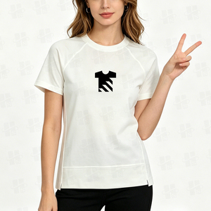 T-shirt ample en coton 100 % de haute qualité pour femme, avec ourlet asymétrique, confortable, imprimé sérigraphié, manches raglan unies - Product Image 4