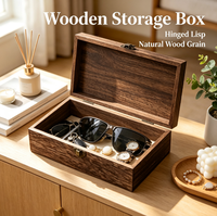 Boîte à bijoux en bois massif, vintage, faite à la main, avec fermoir métallique, pour ranger les bagues, les colliers et les montres