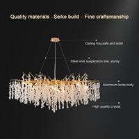 Lustre moderne en cristal K9 de luxe PM Gold, forme de grappe, avec branches en aluminium, pour restaurant et salon