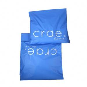 Sac d'expédition en papier bleu pleine couleur avec impression de logo blanc, emballage personnalisé, sac d'expédition avec fermeture pour la logistique - Product Image 3