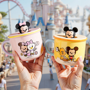 Mickey Minnie Tsum Tsum Ceramic <strong>Mug</strong> with 3D Silicone Lid Cute Cartoon Coffee Cup with Gift Box for Kids Milk Cup - Product Image 1