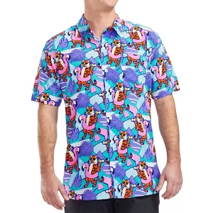 Vendita diretta della fabbrica di lusso hawaiana camicia uomo personalizzare con gli animali