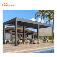 Pergola bioclimatique électrique avec revêtement en poudre imperméable pour piscine, balcon, jardin, pavillon, éclairage LED extérieur, personnalisable