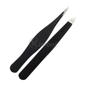 Pincettes à sourcils pointues, pincettes inclinées, en acier inoxydable, de couleur noire, avec votre Logo, lot de 2 pièces - Product Image 1