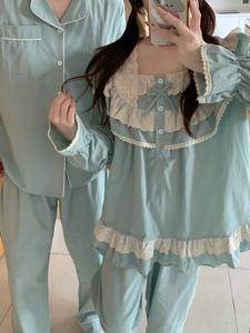 Conjunto de Bata de Casa de Algodón Transpirable, Holgada y Larga, Estilo Coreano Romántico y Clásico para Mujer, para Pareja - Product Image 5