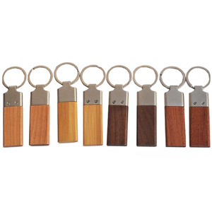 Wholesale Promotion Gift Wooden Keychain Engrave Logo Wood Rectangular Blank Wooden Keychains Bamboo Keyrings Festivals Gifts