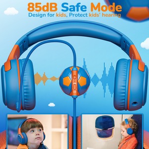 AWATRUE AT2 Wired Kids Headphones with 3.5mm Jack, Over-Ear Children Headset with <b>Microphone</b> for School, Learning & <b>Gaming</b> - Product Image 5