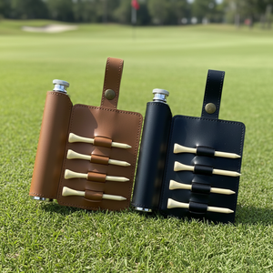 RR Envío Rápido: Soporte para Tees <span class=keywords><strong>de</strong></span> <span class=keywords><strong>Golf</strong></span> con Funda para Petaca, Petaca Portátil, Bolsa <span class=keywords><strong>de</strong></span> Cuero PU para Tees <span class=keywords><strong>de</strong></span> <span class=keywords><strong>Golf</strong></span>, Accesorios Deportivos <span class=keywords><strong>de</strong></span> <span class=keywords><strong>Golf</strong></span> para Exteriores - Product Image 1