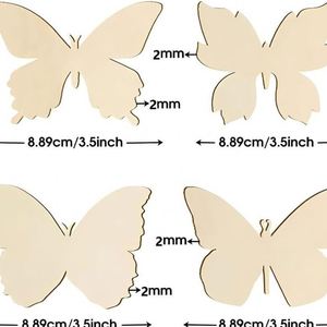 Découpes de papillons en bois non finies pour la peinture DIY, la décoration intérieure, vente en gros, modèles animaux découpés au laser par Box Crafting, personnalisables - Product Image 4