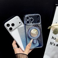 Étui de téléphone portable de luxe avec paillettes brillantes, diamants, aimanté, antichoc, anti-empreintes digitales, porte-cartes pour 18 Pro