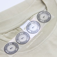 Étiquettes personnalisées ODM transparentes pour vêtements pour animaux de compagnie, étiquettes de taille pour vêtements pour hommes et femmes, autocollants en papier Bopp transparent, autocollants ronds
