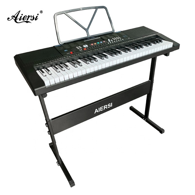 Aiersi Brand Quality Keyboard Musical Instrument Electronic Organ 61 Keys Beginner Piano with Microphones and Displayracks
