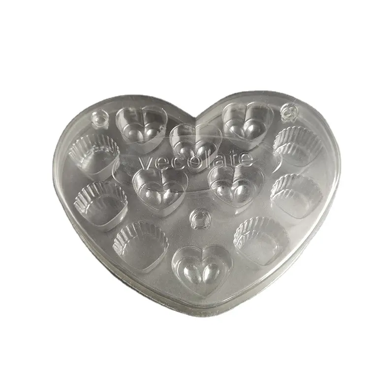Forma de coração 12 buracos termoformados embalagem chocolate macaron bolhas bandejas plásticas