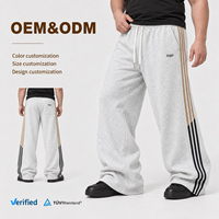 Pantalon de jogging personnalisé OEM ODM pour hommes, grande taille, rayé, coupe large, avec cordon de serrage, confortable, épais, pour grands et grands-tailles