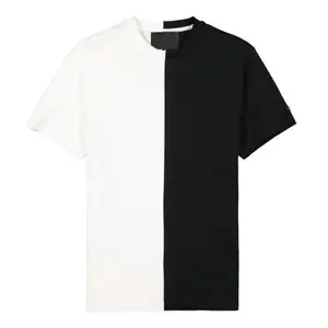 Groothandel Custom Mens Split Twee Tone Kleur Half Zwart Half Wit T-shirt