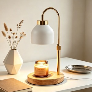 Lámpara de Cera Fundida de Lujo Nórdico YONGZE con Base de Madera, Regulable, para Aromaterapia, Lámpara de Ambiente para Escritorio - Product Image 3