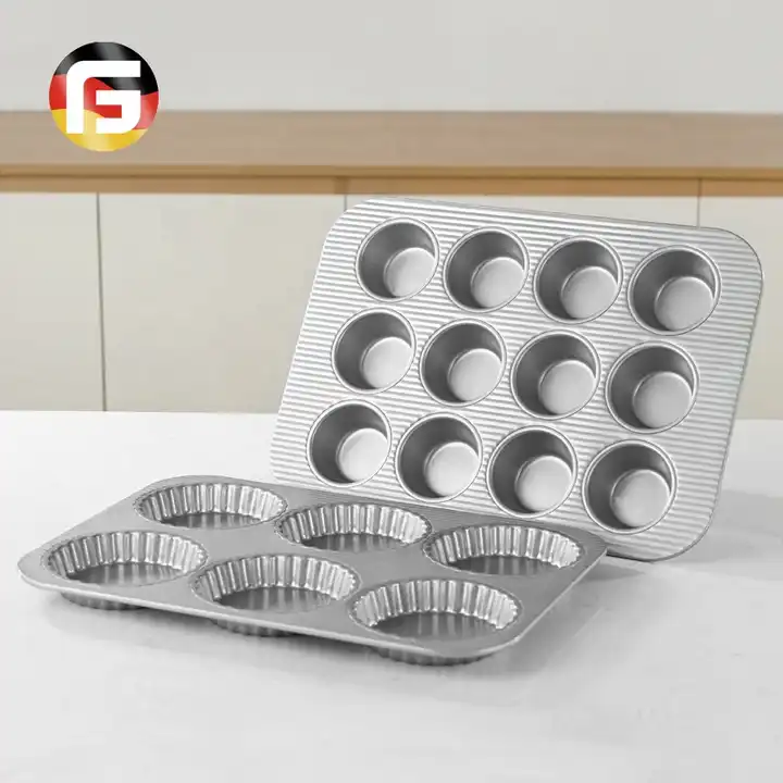 Non Stick 1mm Corrugated Surface Carbon Steel Cupcake Muffin Pan