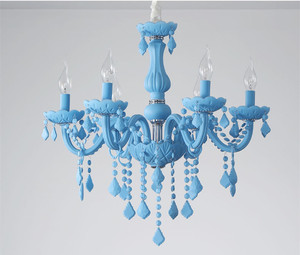 Casa iluminación bulbo de la vela de la lámpara azul cuerpo de vidrio cubierta de tela colgante de cristal luces de la lámpara - Product Image 5