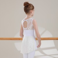 Nouveaux arrivages Vente à chaud Populaire en gros Burn Out Motifs floraux Blanc Spandex Nylon Danse Ballet Robe pour les filles