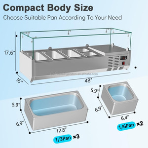 Mesa refrigerada comercial de vidrio para ensaladas 2026, nueva, para mostrador, con gabinete para conservación de ingredientes frescos - Product Image 2
