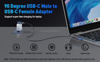 Adaptateur USB C à angle droit de 90 degrés, 100W, 40 Gbps, prend en charge l'affichage vidéo 8K, connecteur Type C mâle vers femelle pour ordinateur portable, téléphone portable