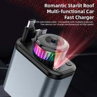 Chargeur de voiture 5-en-1 avec ports USB-A/USB-C, charge rapide PD 120W, design rétractable, lumière ciel étoilé et aromathérapie pour ordinateurs portables