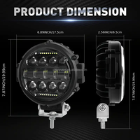 HYNBYZJ Lampe de travail ronde à LED étanche 7 pouces 60w Lampe de brouillard pour voiture, SUV, camion, bateau, barre lumineuse de travail à LED tout-terrain