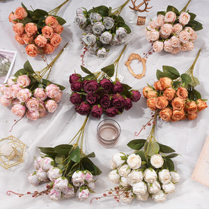 Ramo de Rosas Artificiales con Múltiples Cabezas, Flor de Seda, Decoración para Bodas, Adorno para Sala de Estar - Product Image 1