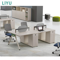 Bureau de travail moderne en bois Liyu, poste de travail extensible multifonctionnel pour 2, 4 ou 6 personnes