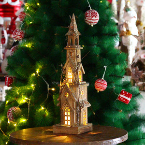 Decoraciones navideñas de madera con luces LED, adornos de mesa para exhibición festiva - Product Image 4