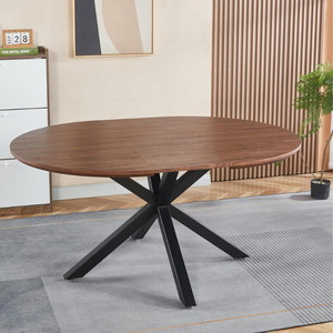 Tavolo da Pranzo Ovale Allungabile in Legno Moderno con Gambe Incrociate in Metallo per Sala da Pranzo, Casa, Hotel, Appartamento - Product Image 6