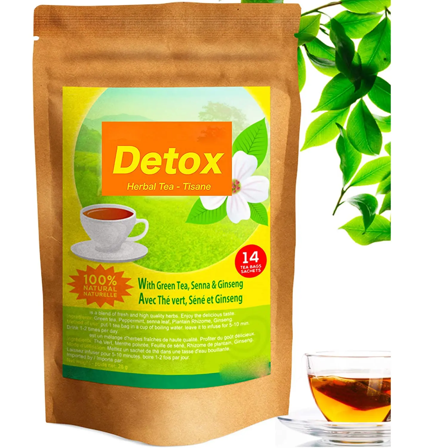 Etiqueta privada skinny detox chá, 14 dias para perda de peso e barriga colão gordura e limpeza do corpo, constipação e alívio de sopro