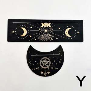 Support de Tarot en Bois Gravé pour Fournisseur, Présentoir en Cristal Noir, Articles de Divination Mystérieux pour la Décoration Intérieure, Rangement de Cartes - Product Image 4
