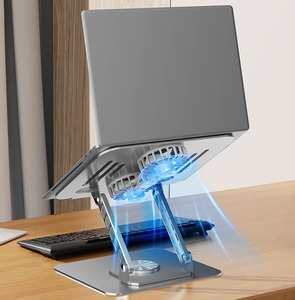Pour Tablettes PC Ordinateur Portable Support de Table Pliant Portable à Rotation 360° pour Ordinateur Portable Réglable avec Deux Ventilateurs de Dissipation de Chaleur - Product Image 4