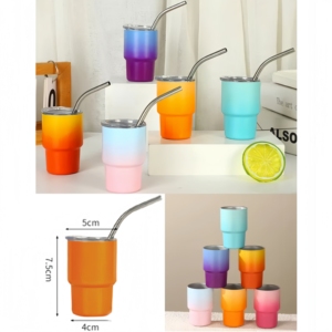 Bouteille à shot réutilisable personnalisée en usine pour souvenirs touristiques, tasse à eau colorée en acier inoxydable durable avec paille - Product Image 3