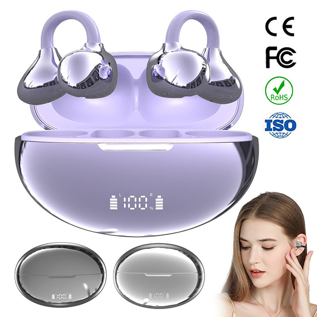 Q108 Open Ear Clip Bluetooth Headphones for Gym Workout Sport Comfort Memory Steel Wire Earclip Bluetrum Chip Wireless Earphones