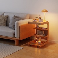 Table basse moderne convertible portable avec plateau en bois et structure en bois - Hauteur réglable, rangement pour chambre, salon, meubles de maison