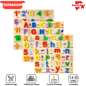 Puzzle 3D in Legno Personalizzato con Alfabeto e <span class=keywords><strong>Numeri</strong></span>, Gioco Educativo Montessori per Bambini, Vendita all'Ingrosso - Product Image 1