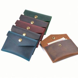 Monedero de Cuero Genuino para Hombre, Estilo Vintage, para Tarjetas de Crédito y de Visita, con Cierre de Botón - Product Image 1