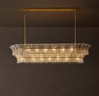 Lustre moderne de luxe en gros, design rond, luminaire suspendu pour salle à manger, salon, hôtel, verre transparent noir
