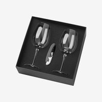 Boîte cadeau rigide personnalisée haut de gamme pour vin, emballage pratique en carton avec insert en EVA pour bouteille de vin et ensemble de verres à vin