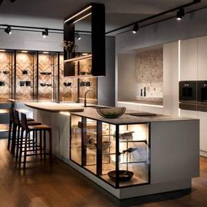 Modern Light Luxury Modular <b>Kitchen</b> Cabinet with Island Design, Black and White Lacquer Finish Custom Built Furniture - Product Image 4