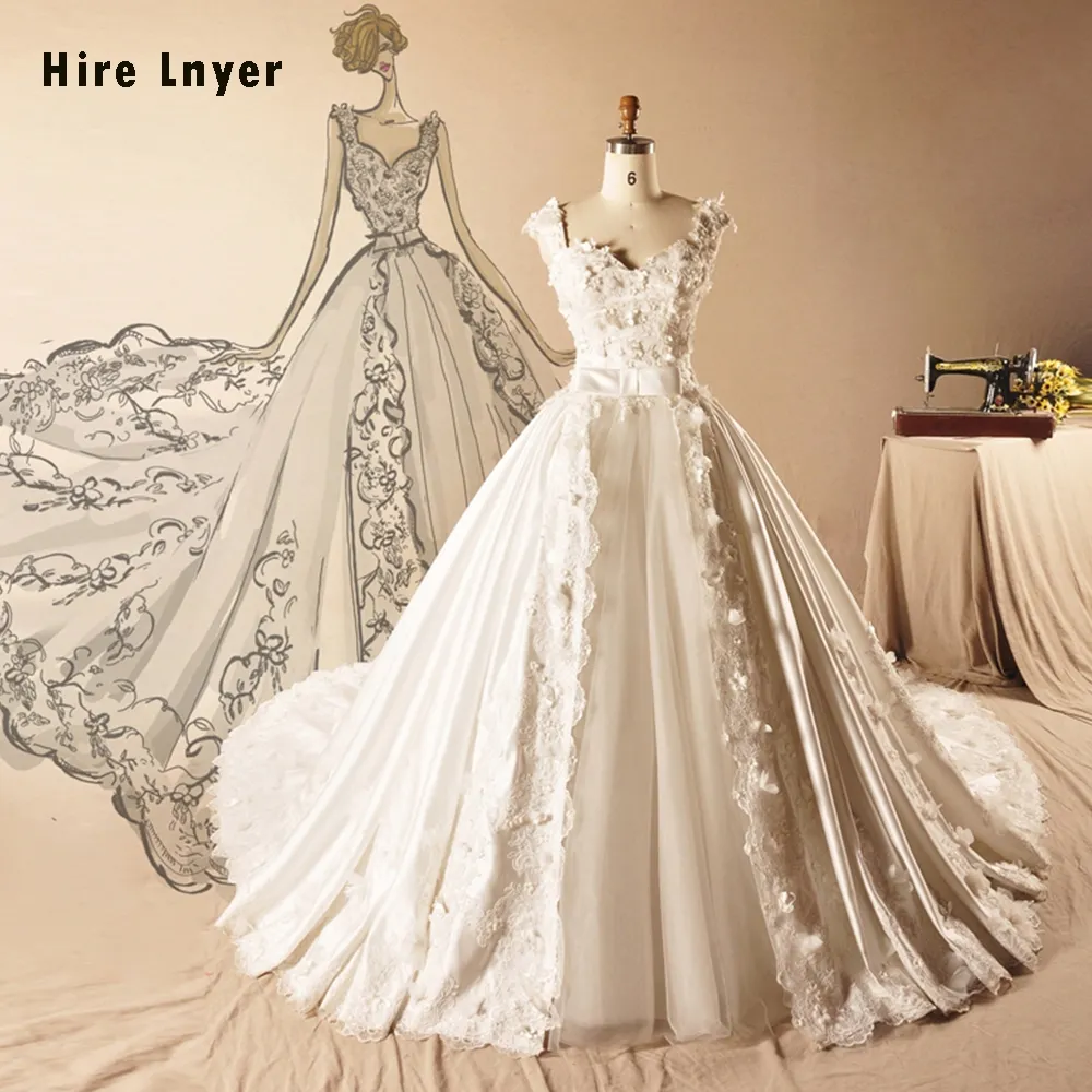 Астра Robe De Mariage свадебное платье с цветочной аппликацией Великолепная атласная свадебное платье, прямые поставки из vhina