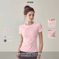 T-shirt de yoga court pour femmes, coupe ajustée élastique, respirant, séchage rapide, hauts de sport de haute qualité pour la gym et l'entraînement